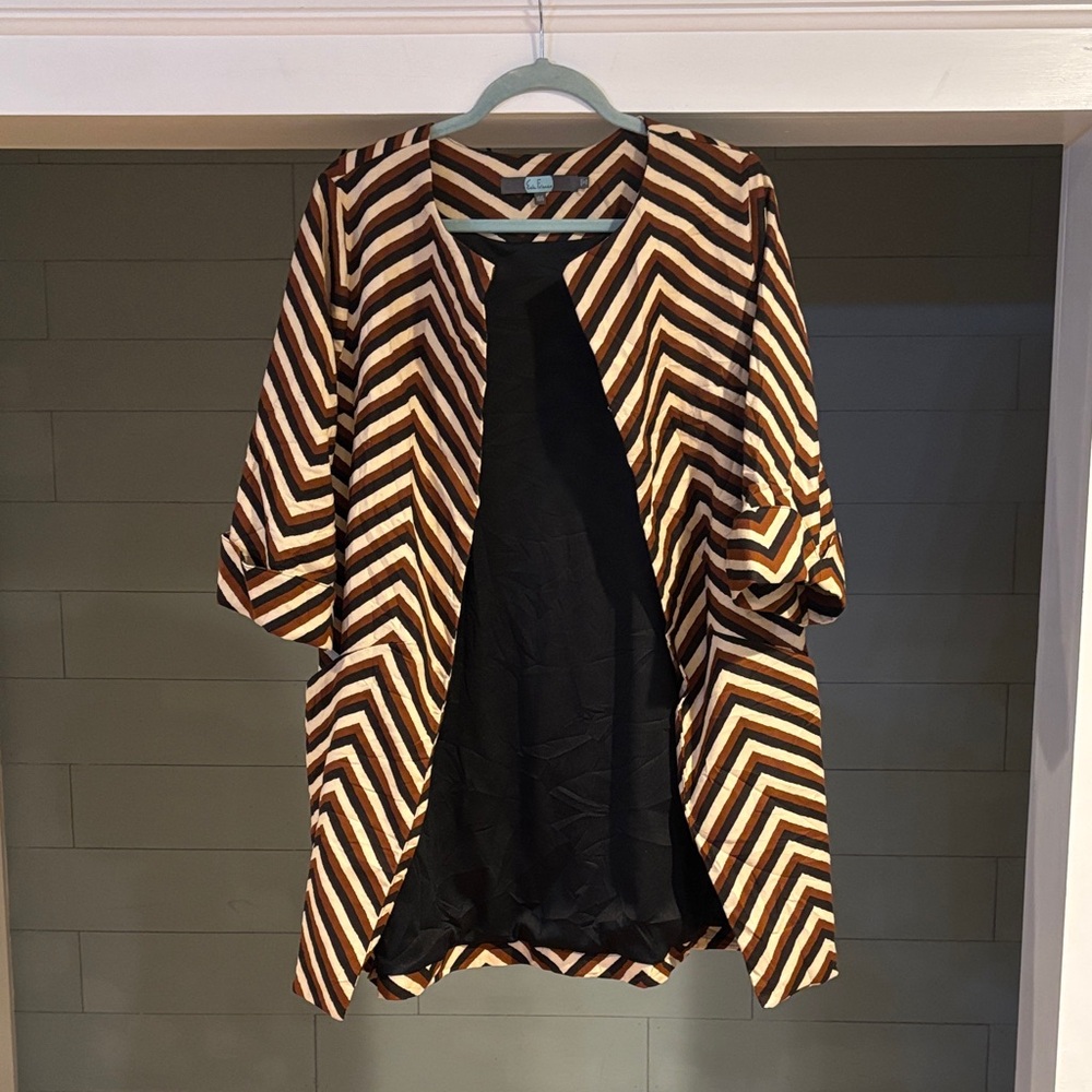 Eva Franco Brown and Cream Chevron Jacket